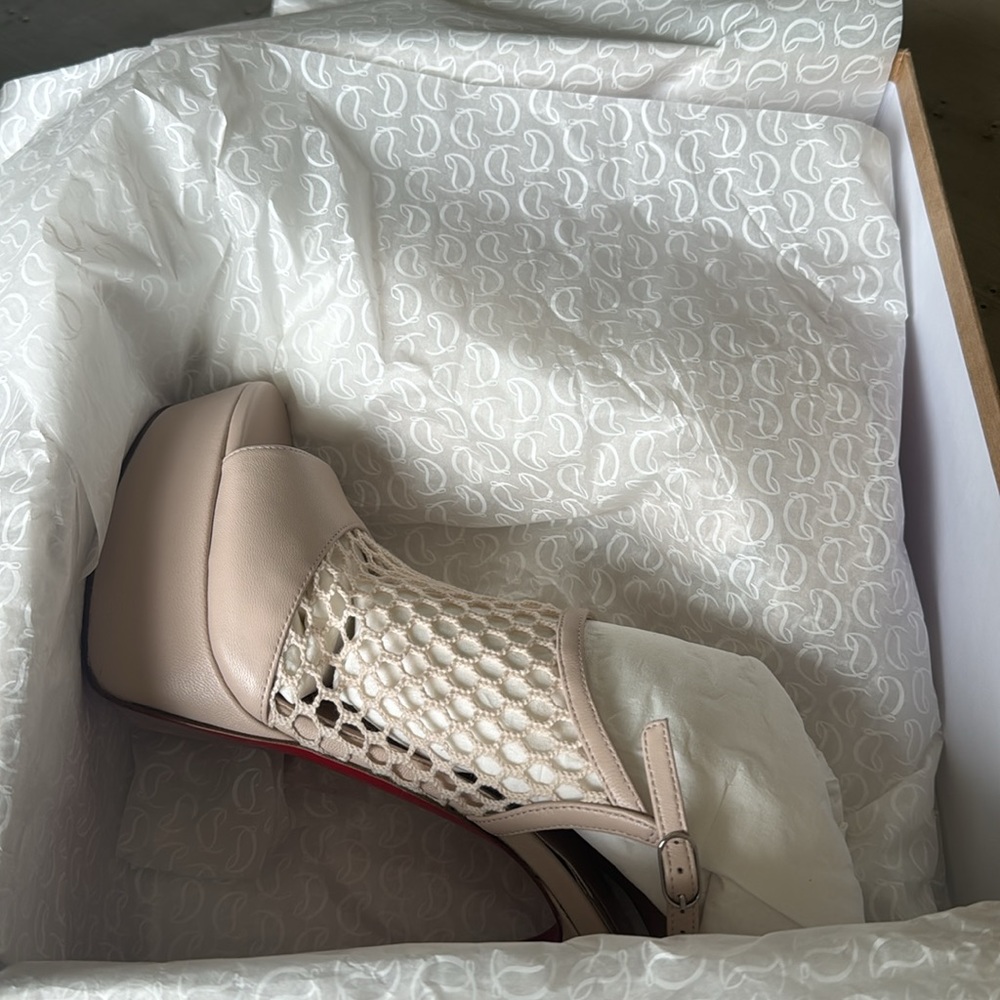 Christian Louboutin plougesta Alta leche light pink mesh leather stiletto sz 42 - Picture 12 of 12